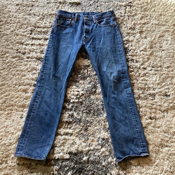 Vintage Levi’s 501xx Dark Wash Blue Cotton Denim Button Fly Jeans Men’s 31x30 - Picture 1 of 8